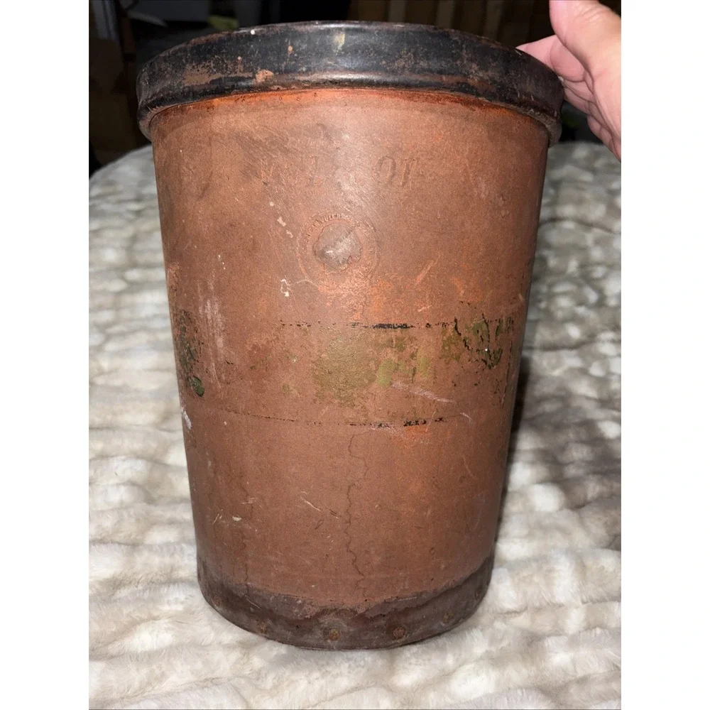 vintage industrial Vul-Cot wastebasket hard vulcanized paper fiber Riveted